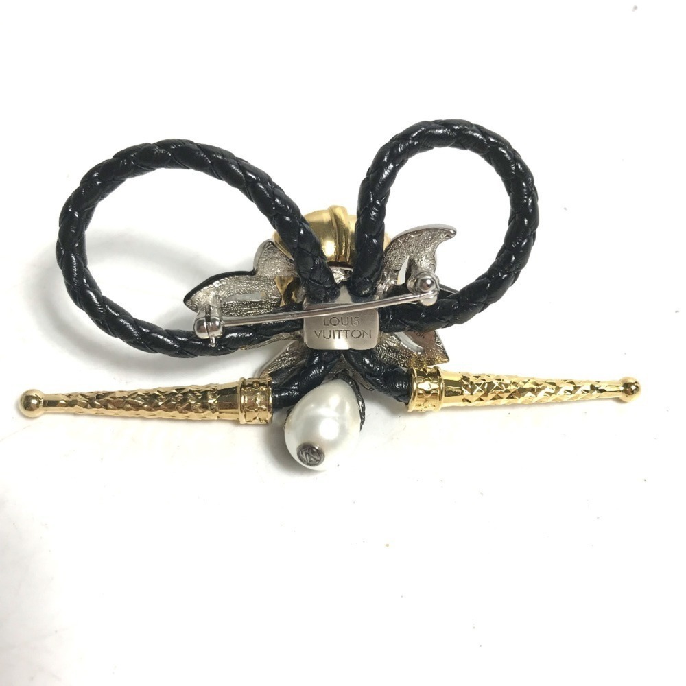 LOUIS VUITTON Black Pearl Leather Brooch - Picture 5 of 7